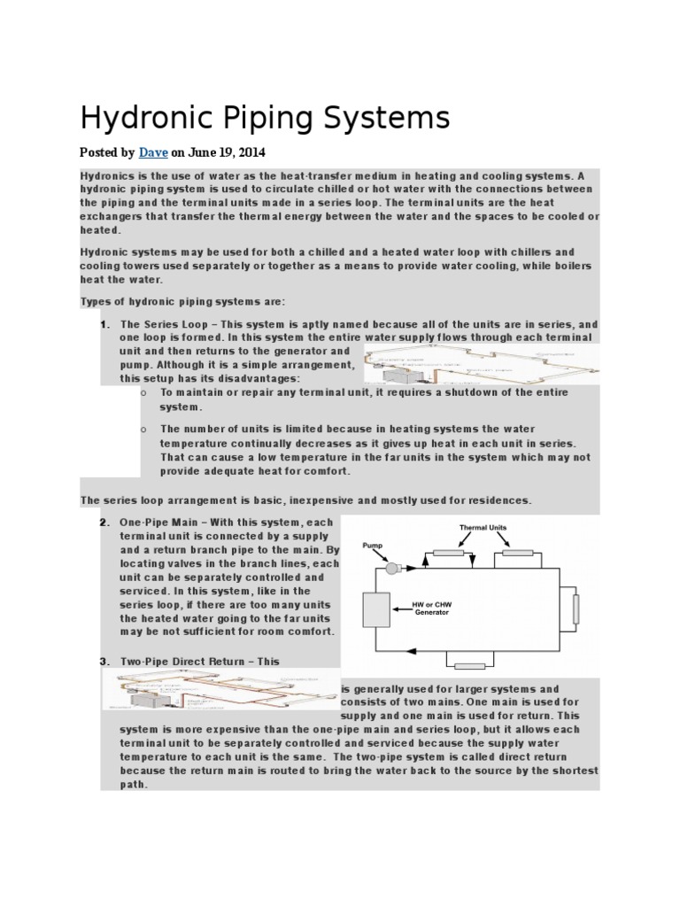 Hydronic Piping Systems PDF Water Heating Engineering Thermodynamics