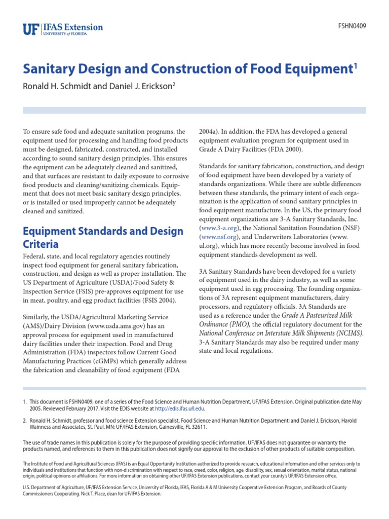 FDA Food Processing Equipment PDF Stainless Steel Corrosion
