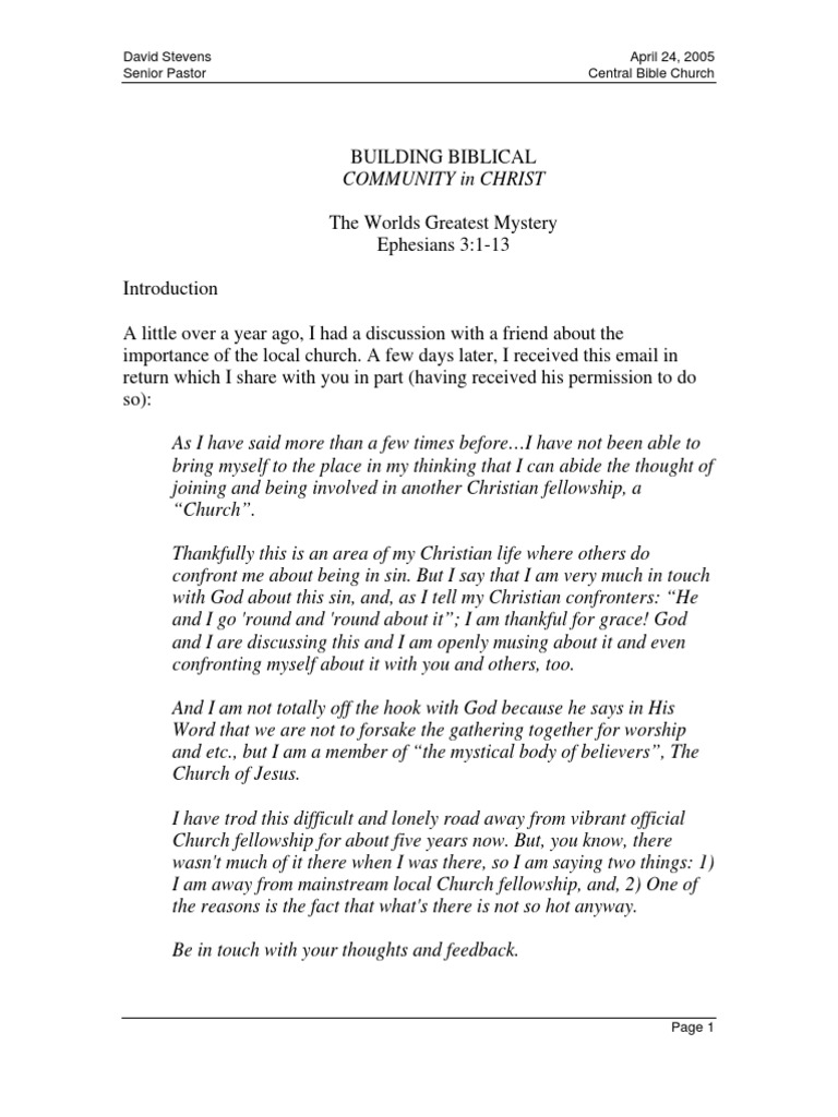 Ephesians 3.1-13 - World's Greatest Mystery | PDF | Paul The Apostle ...