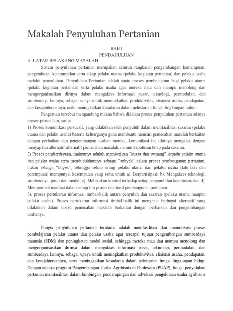 Makalah Penyuluhan Pertanian