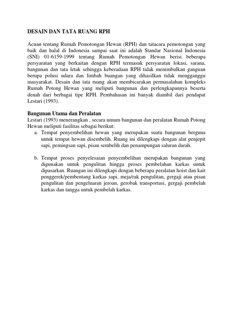 Desain dan Tata Ruang Rumah Potong Hewan | PDF