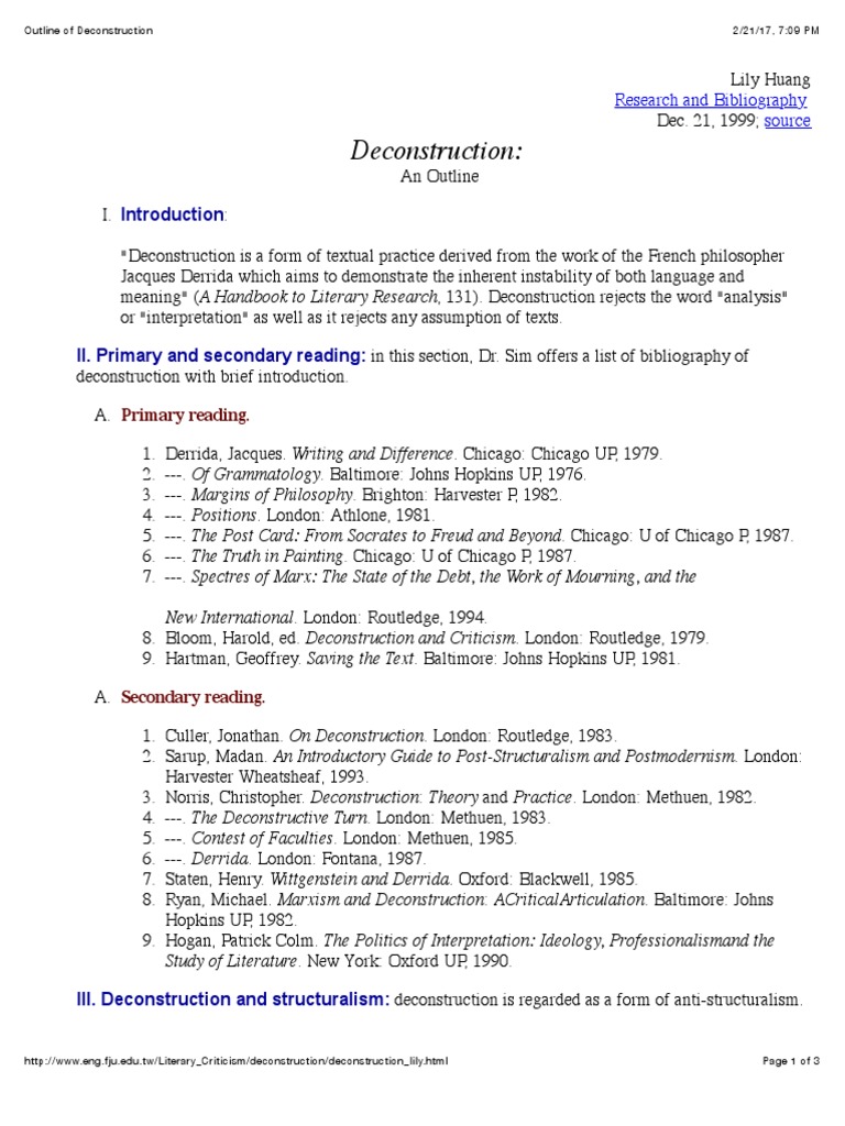 Deconstruction essay outline image