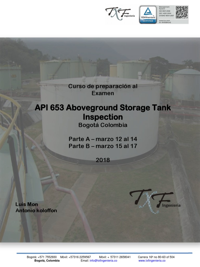 Curso API 653: Inspección de Tanques | PDF | Ingeniería | Science