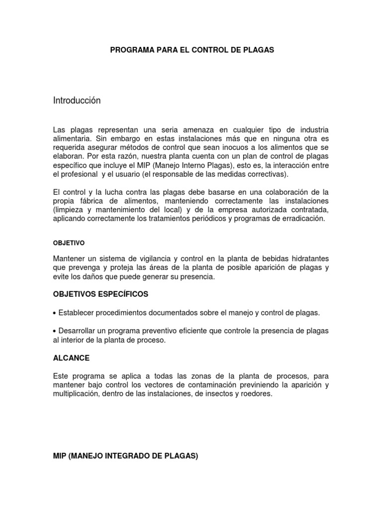 Programa para El Control de Plagas | PDF | Plaga (organismo) | Insectos