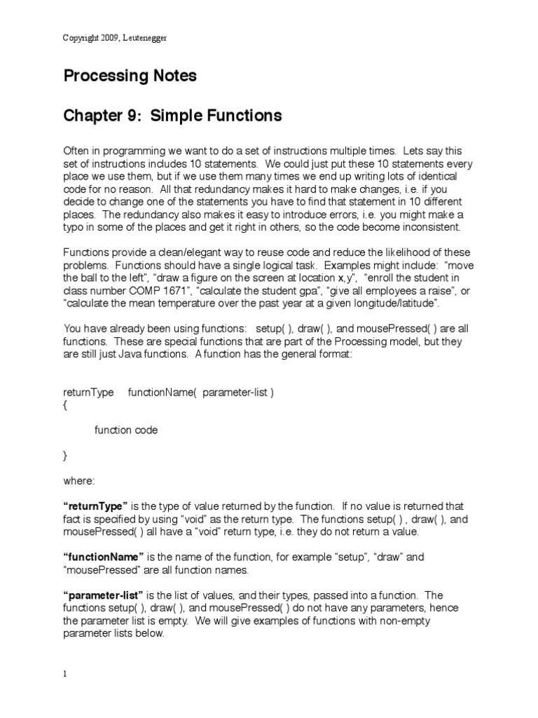 Processing Notes 3 | Parameter (Computer Programming) | Function ...