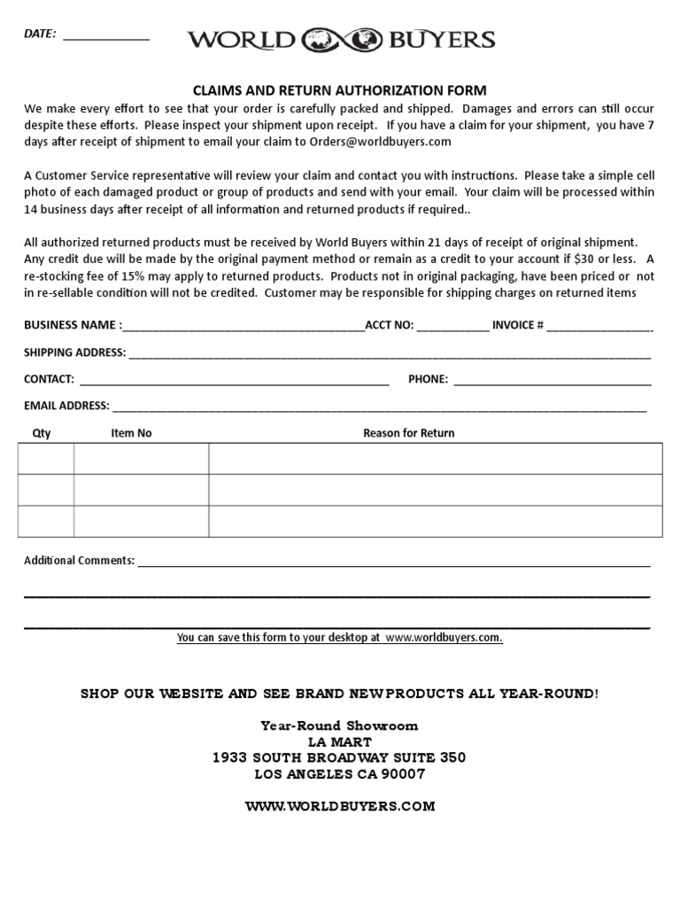 Claims & Returns Form Guide | PDF | Receipt | Services (Economics)