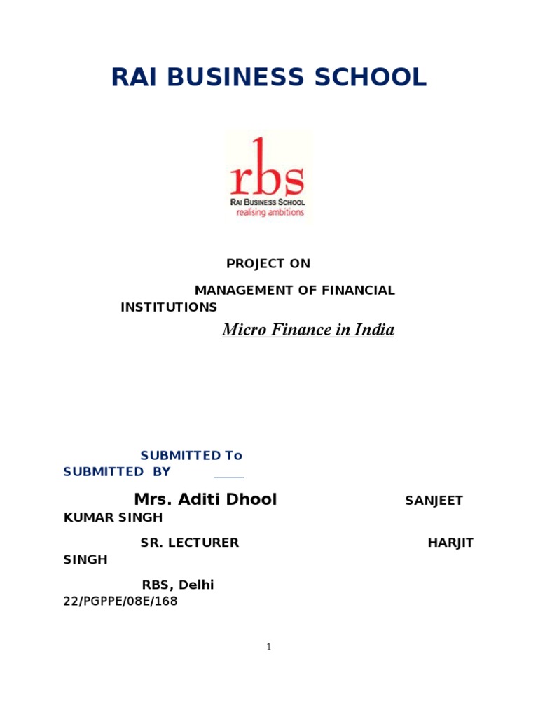 Micro Finance in India PDF Microfinance Microcredit