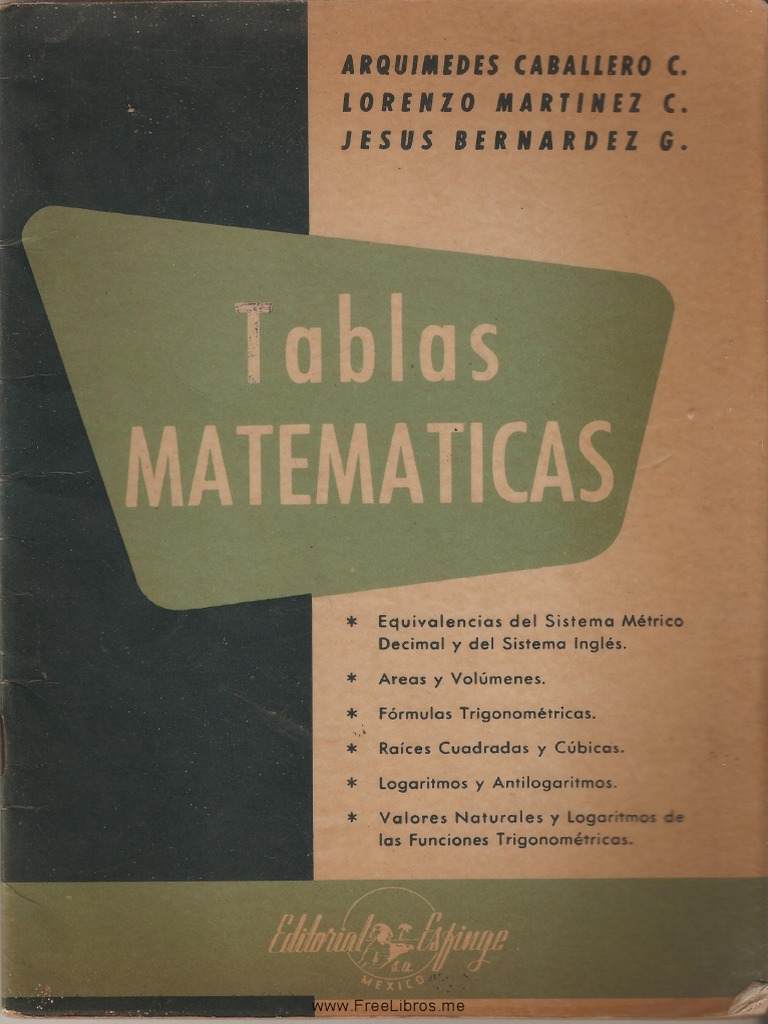Tablas Matematicas Arquimedes Caballero PDF PDF
