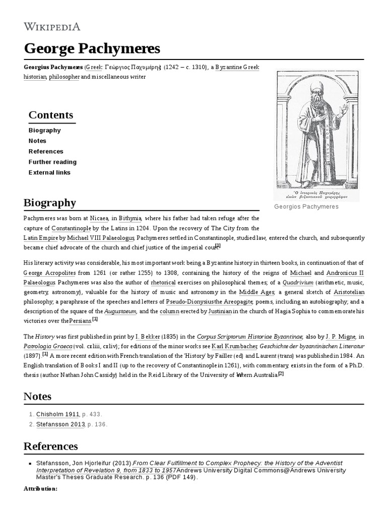 Pachymeres Pachymeres (Greek Γεώργιος Παχυμέρης