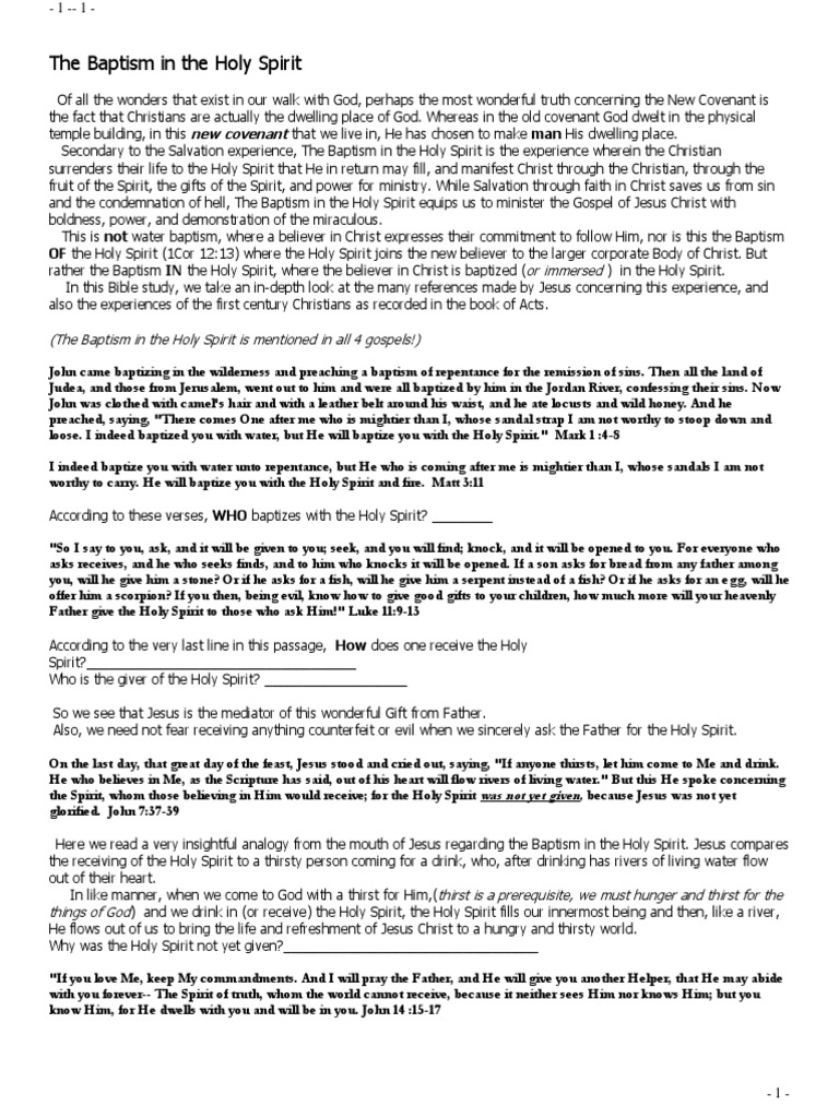 Understanding Baptism in the Holy Spirit | PDF | John The Baptist ...
