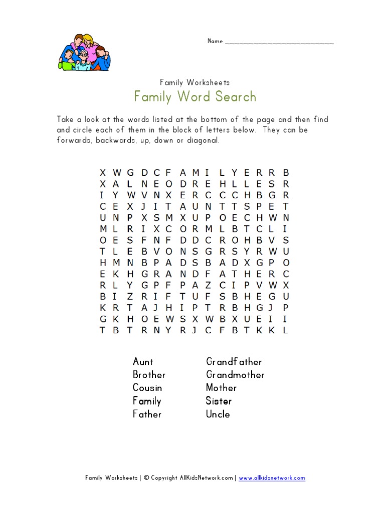 Family Word Search PDF | PDF | Wellness