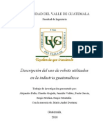 Descripción Del Uso de Robots Utilizados en La Industria Guatemalteca