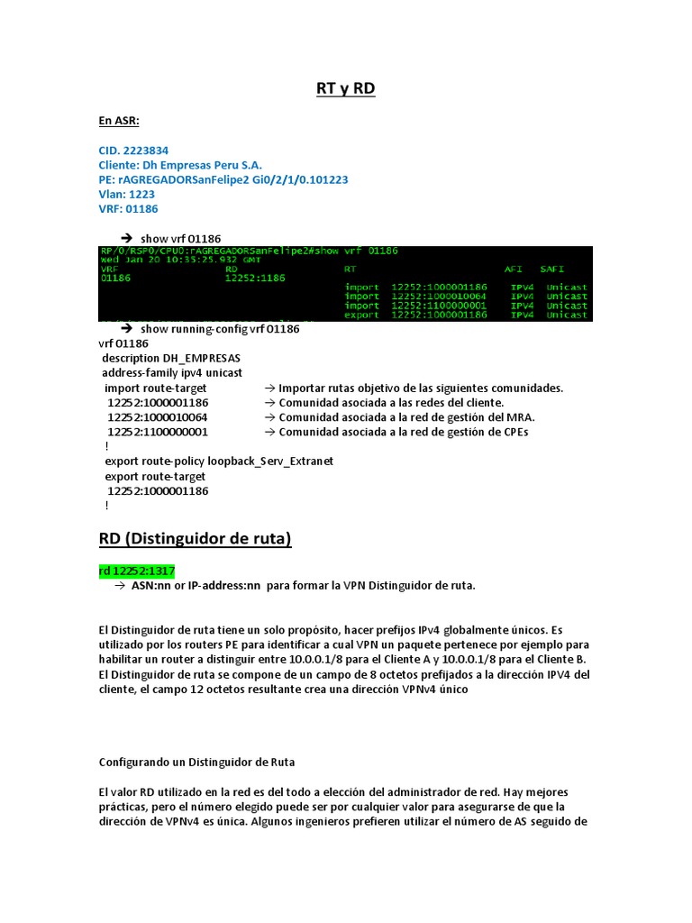 RT y RD | PDF | Dirección IP | Red privada virtual