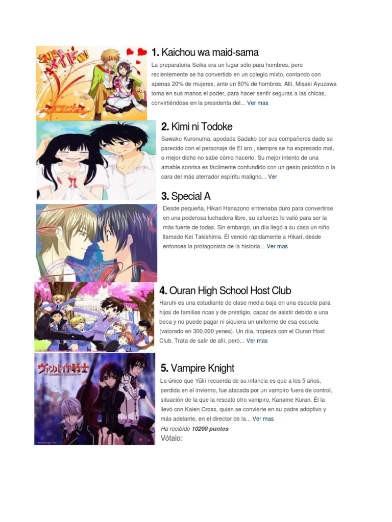 Animes Shōjo Románticos Populares | PDF | Manga | Anime y manga, image size:768x1024