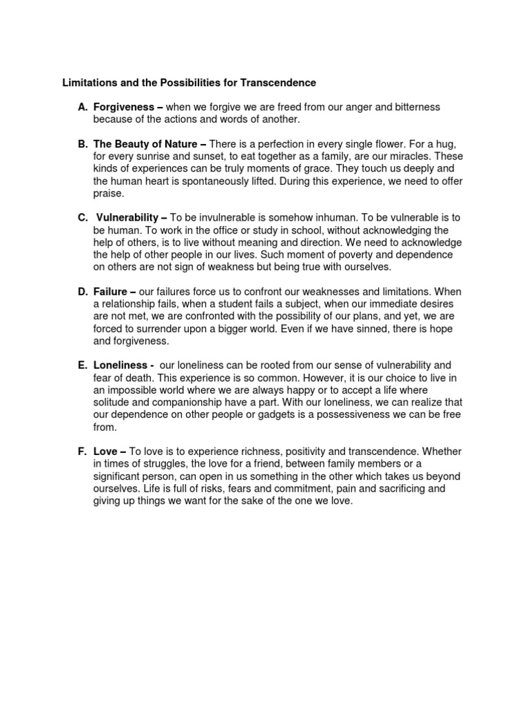 Limitations and Possiblities For Transcendence PDF