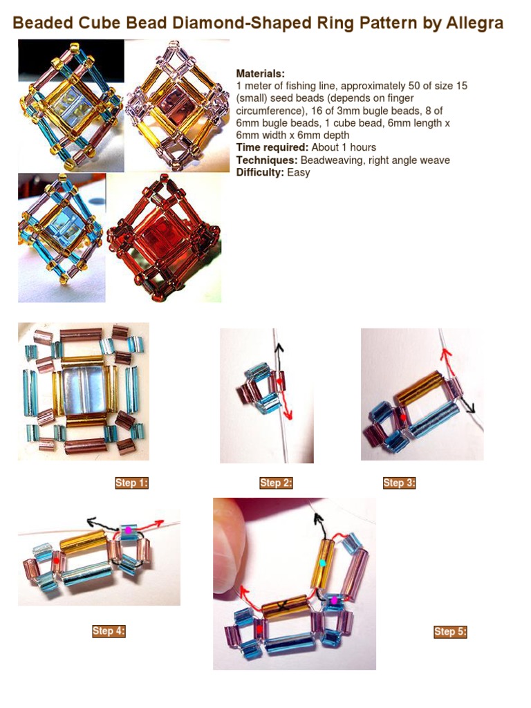 Beaded Cube Bead Diamond | PDF | Decorative Arts | Jewellery