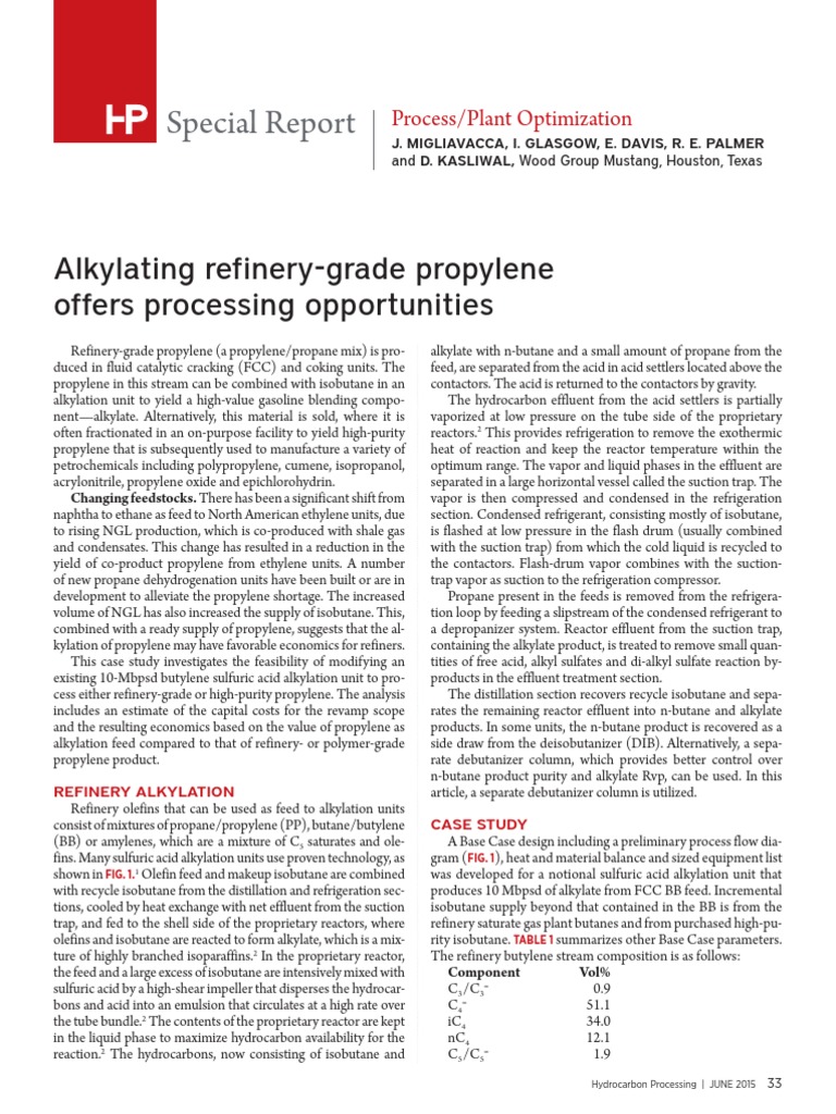 Alkylating Refinery-Grade Propylene Offers Processing Opportunities ...
