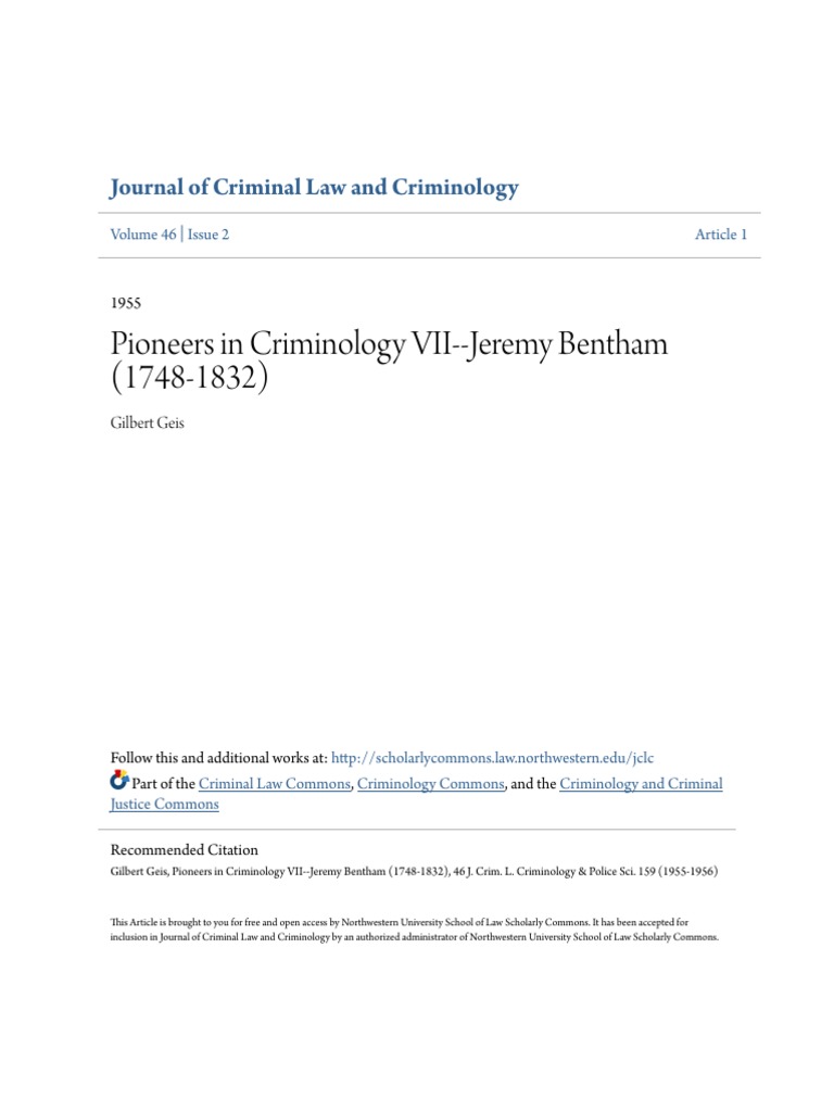 The essay on crimes and punishments was written by jeremy bentham