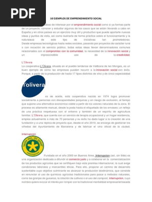 10 Ejemplos De Emprendimiento Social Iniciativa Empresarial Organizacion No Gubernamental Prueba Gratuita De 30 Dias Scribd