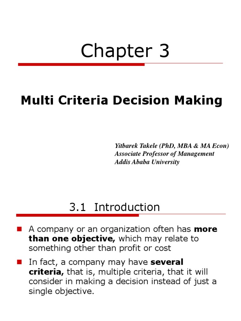 Multi-Criteria Decision Making Techniques | PDF | Loss Function ...