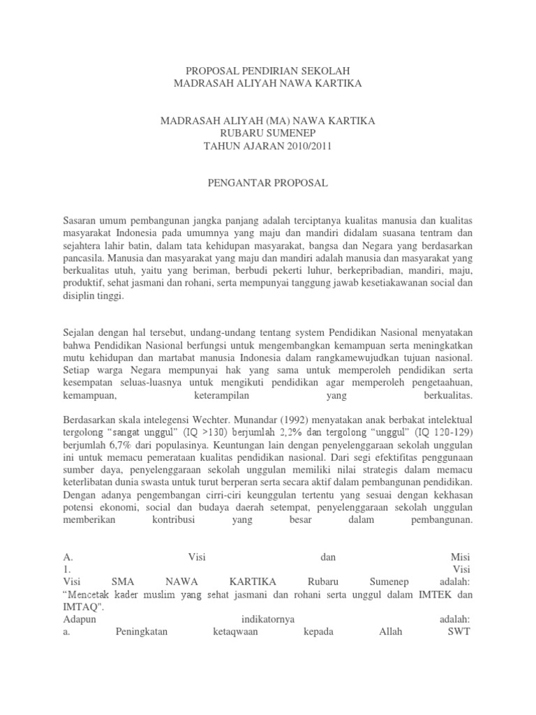 Proposal Pendirian Sekolah | PDF