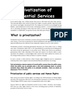 HAND OUT - On Privatization of Essential Services (Useful For Some Definitions)