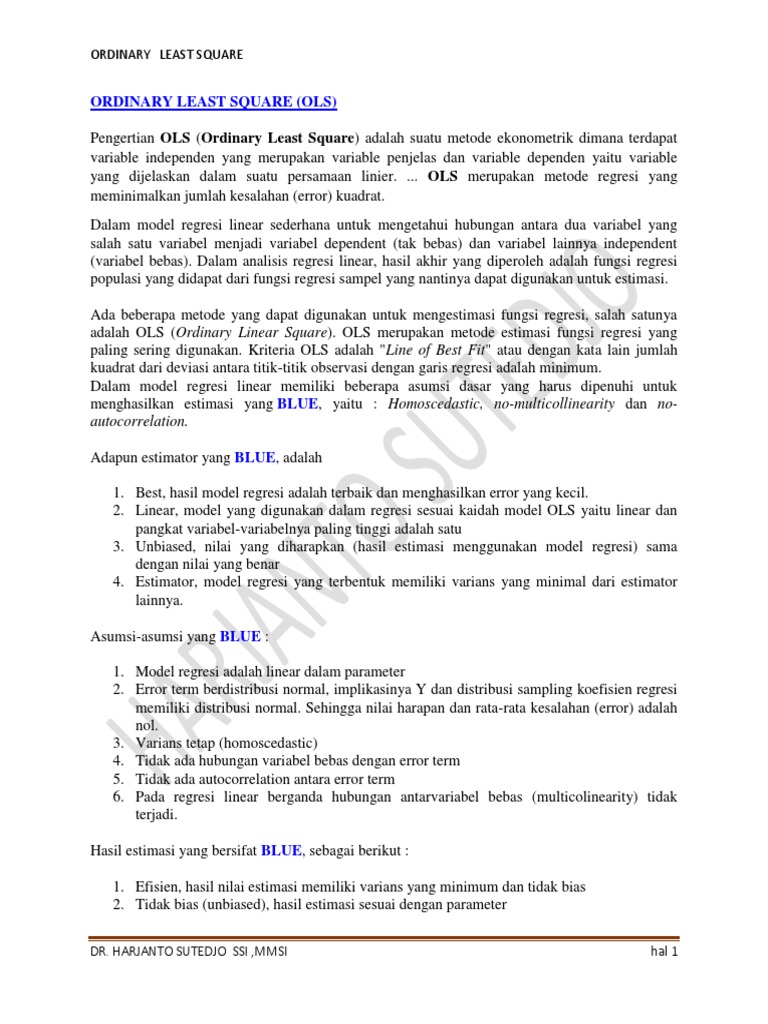 Pengantar Regresi Ordinary Least Squares | PDF | Kajian Bahasa Asing ...