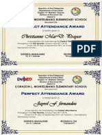 Perfect Attendance Award Recipients at Corazon L Montelibano Elementary School