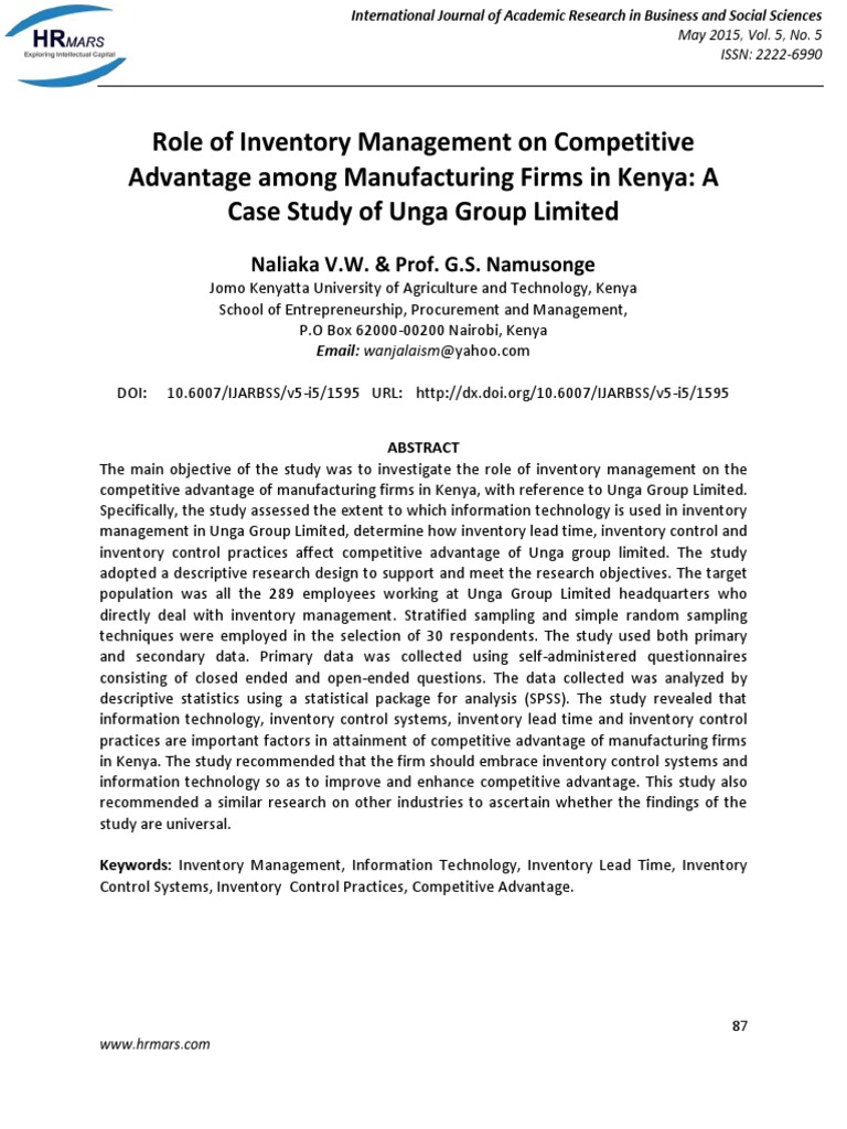 Inventory Management's Role in Kenya's Manufacturing | PDF | Inventory ...