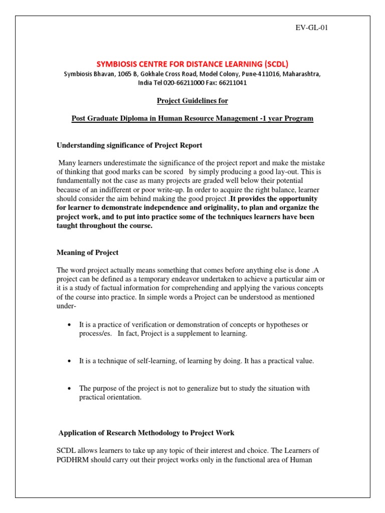 SCDL Project Report Guidelines for PGDHRM | PDF | Human Resource ...