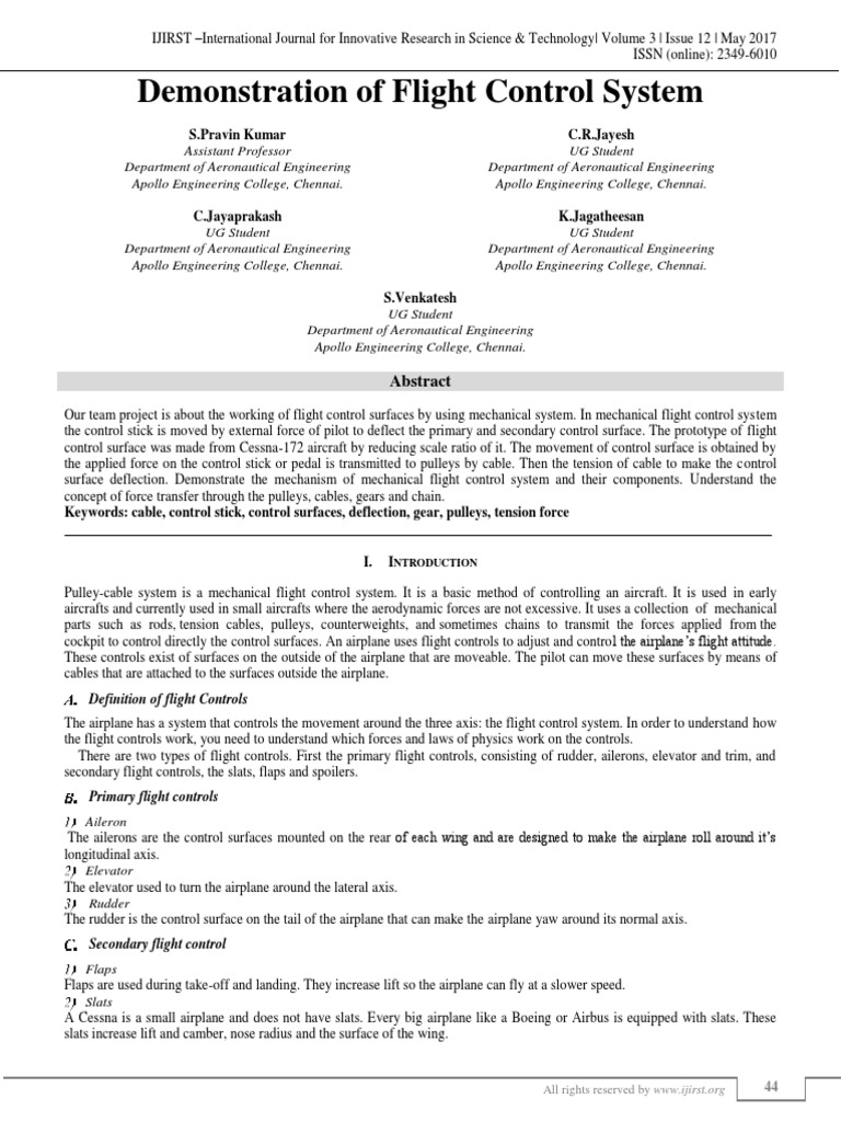 Demonstration of Flight Controls PDF Flight Control Surfaces