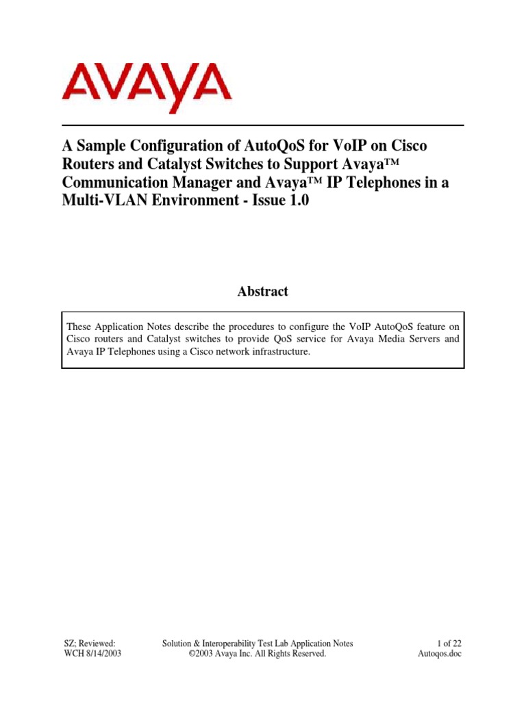 29444-Avaya IP Phone On Cisco VLAN Autoqos | PDF | Quality Of Service