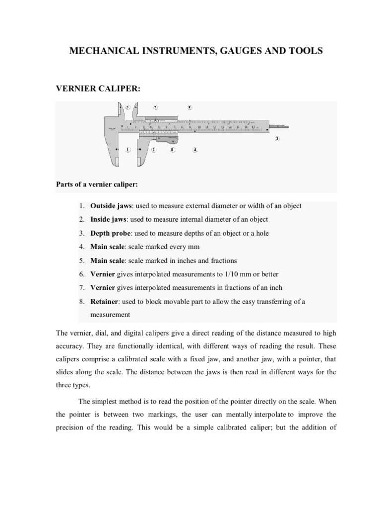 Mechanical Instruments Overview | PDF | Tools | Metalworking