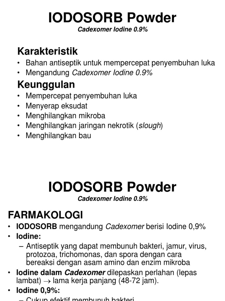 Panduan Dalam Aplikasi Wound Management. Iodosorb | PDF
