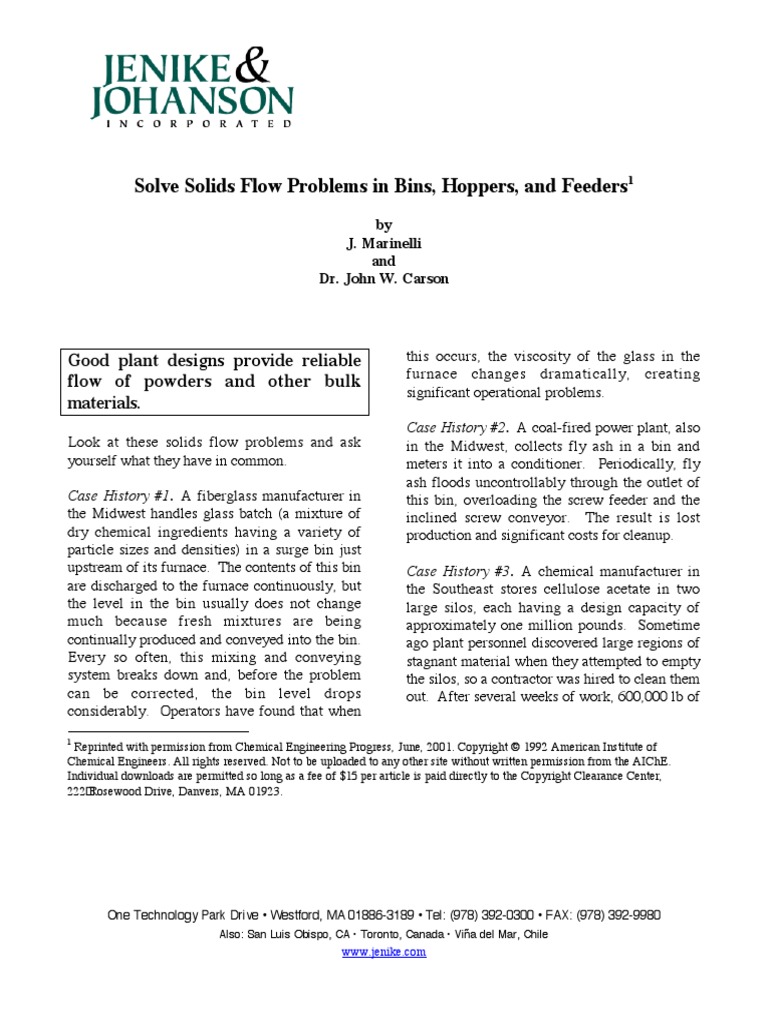 Bulk Materials Solve Solids Flow Probs PDF | PDF | Friction | Powder ...