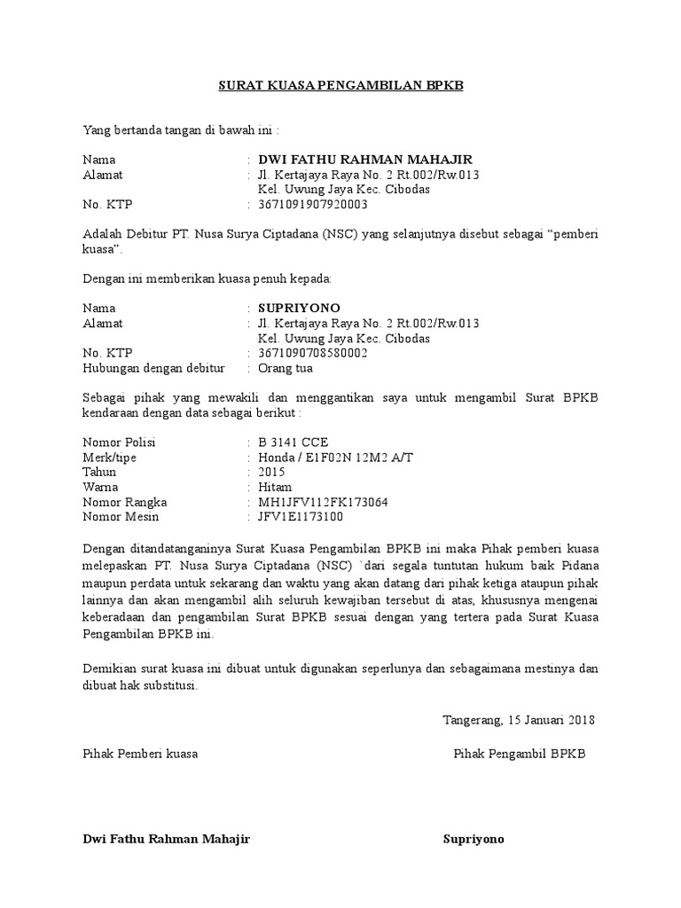 58749293 Surat Kuasa Pengambilan Bpkb