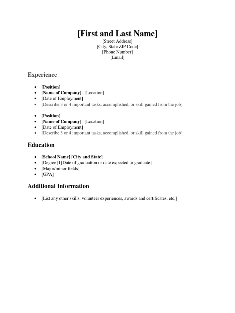 (First and Last Name) : Experience | PDF