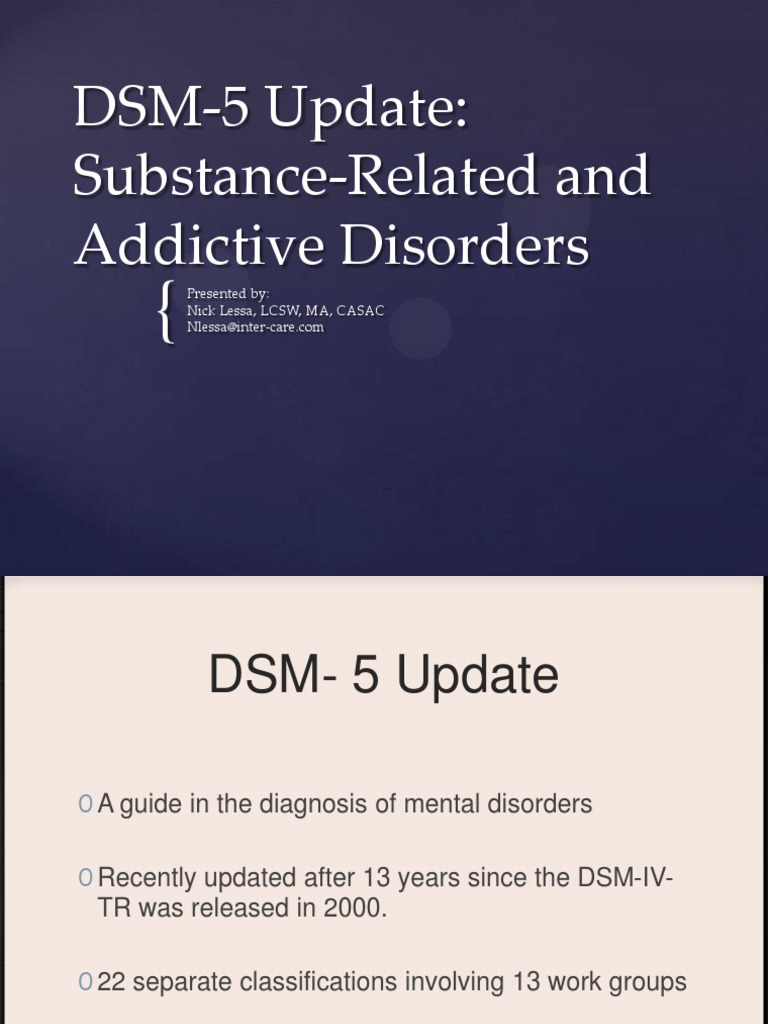 DSM-5 Update on Substance Disorders | PDF | Substance Use Disorder ...