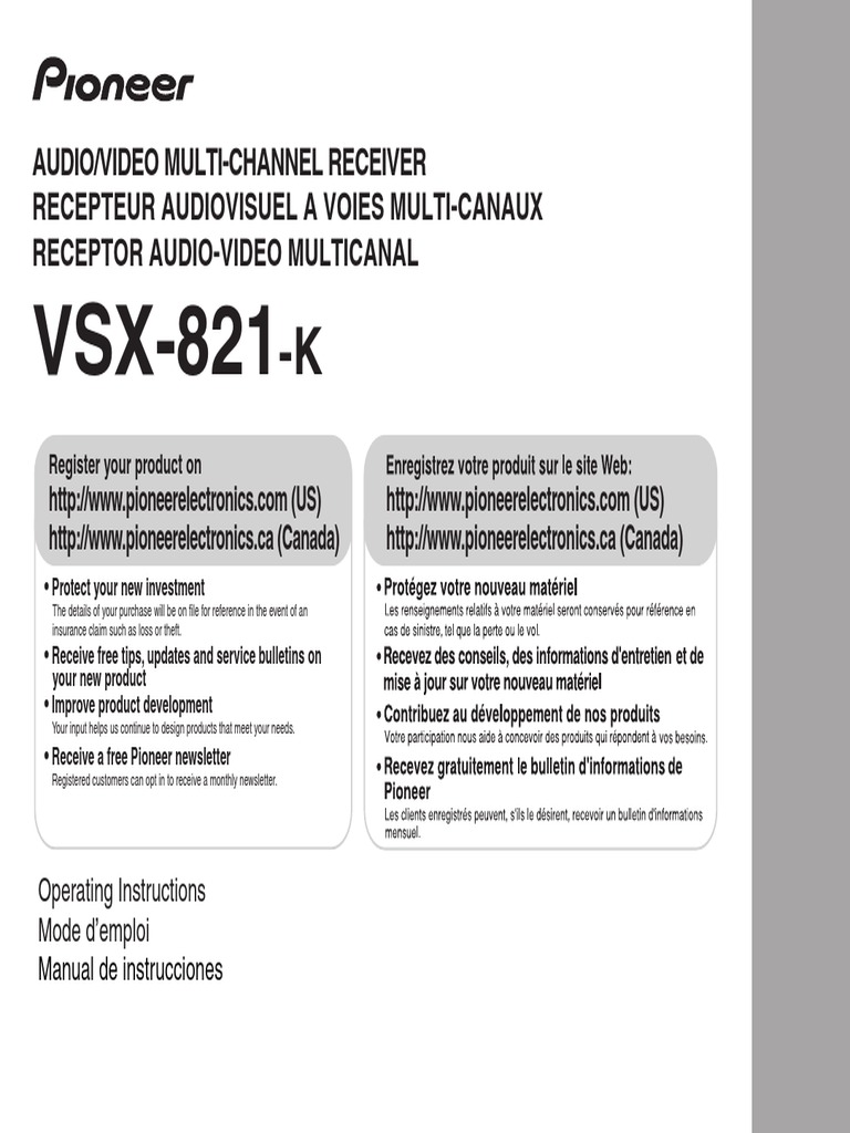Manual de operacion pioneer vsx 821 k pdf enchufes y tomas de