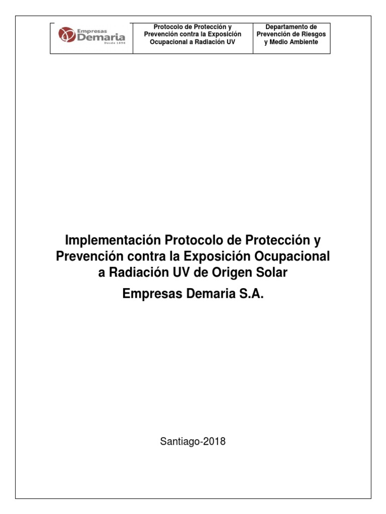 Protocolo de Protección RUV Empresas Demaria | PDF | Dom | Ultravioleta