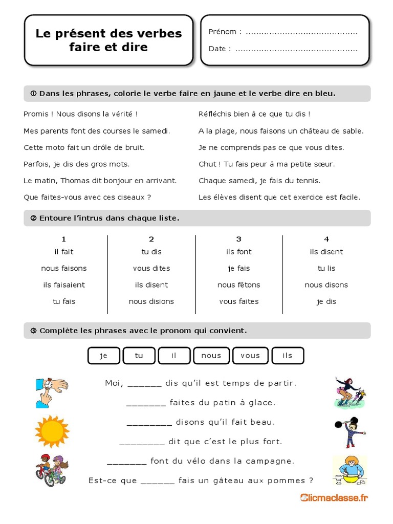 Verbe Dire Au Passé Simple Exercice Faire Dire | PDF | Morphologie linguistique | Typologie  linguistique