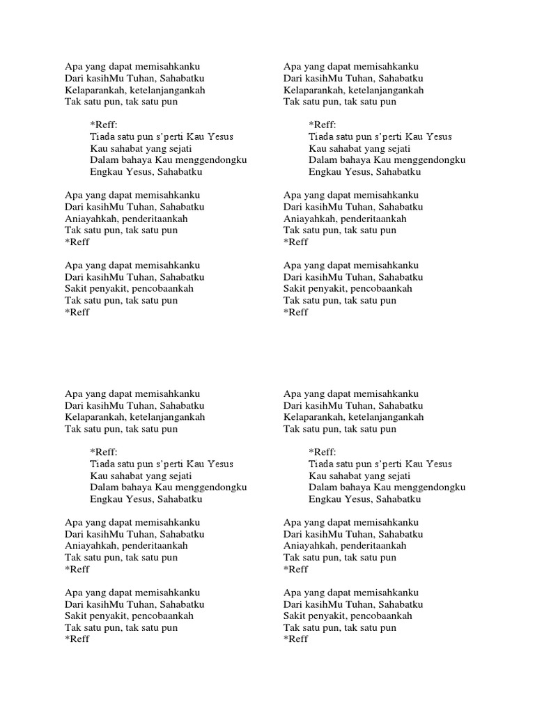 Lirik Lagu Apa Yang Dapat Memisahkanku