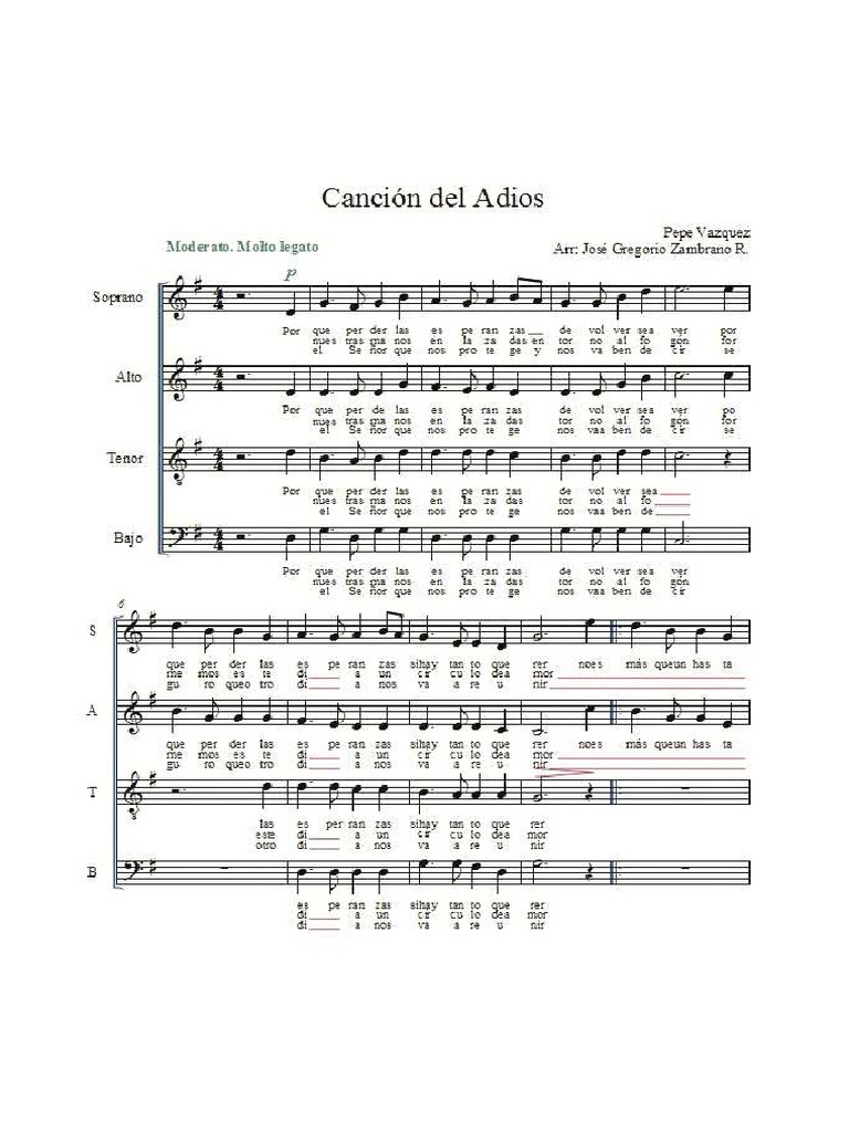 Canción Del Adios Pdf Pdf