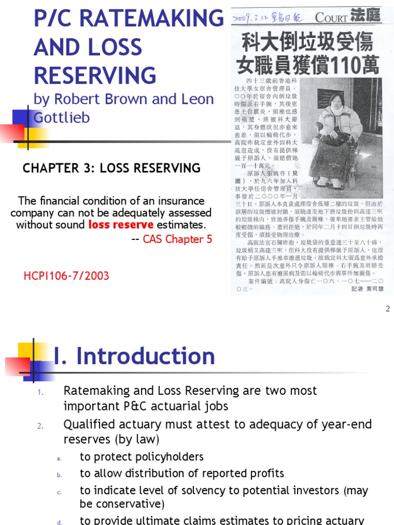 By Robert Brown and Leon Gottlieb: Chapter 3: Loss Reserving | PDF ...