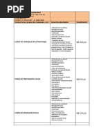 Cursos Livres Tabela