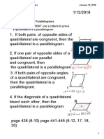 9.2 Conditions For Parallelograms Learning Goal: SWBAT Use A Criteria To Prove A Quadrilateral Is A Parallelogram