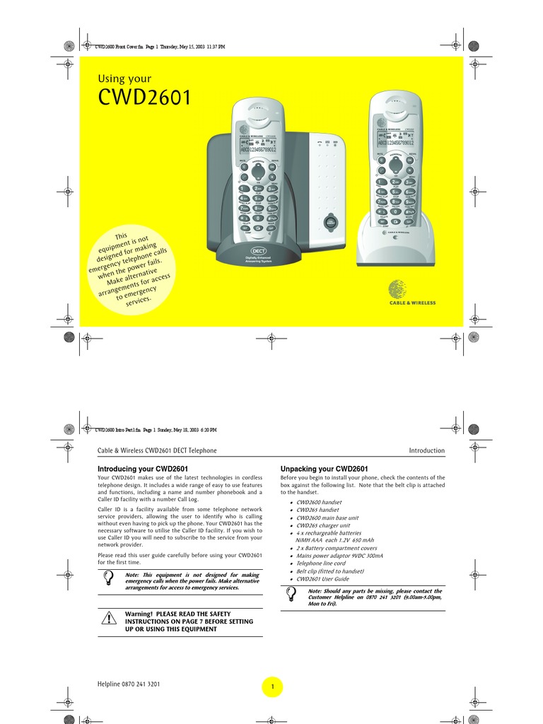 Cable And Wireless Cwd265 Manual Transfer