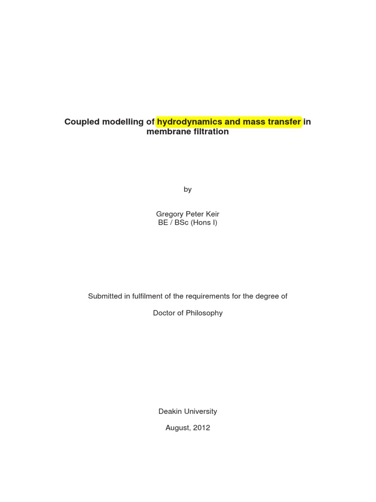 Coupled Modelling of Hydrodynamics and Mass Transfer in Membrane