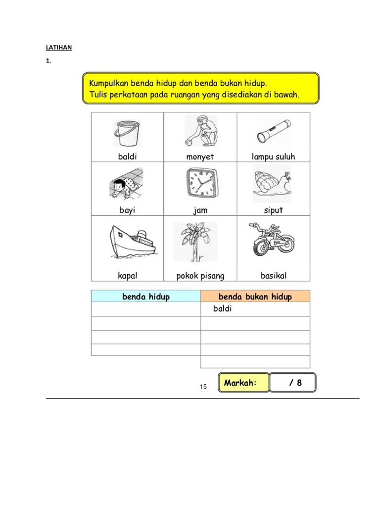 Latihan Benda Hidup Dan Bukan Hidup Pdf