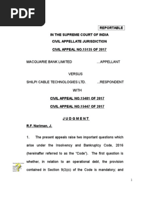 15th Dec 2017 In The Matter Of Macquarie Bank Limited Vs Shilpi